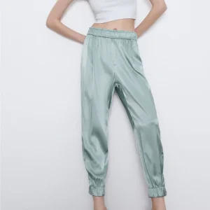 Pantalon Satin Bleu