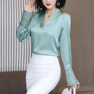 Blouse Satin Bleu