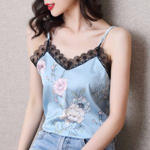 Caraco Satin Et Dentelle À Fleurs