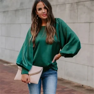 Blouse Satin Vert Émeraude
