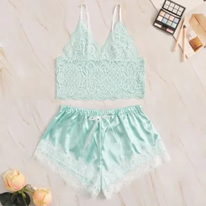 Pyjama Satin Bleu Clair