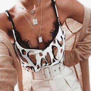 Caraco Satin Blanc Léopard