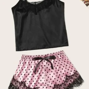 Pyjama Satin Rose Pois