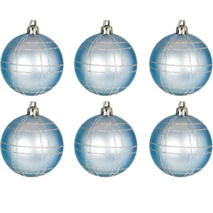 6 Boules Noël Bleues Décorées