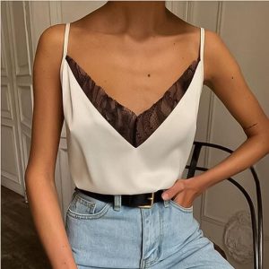 Caraco Satin Blanc Et Noir