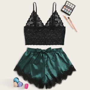 Pyjama Satin Vert Sapin