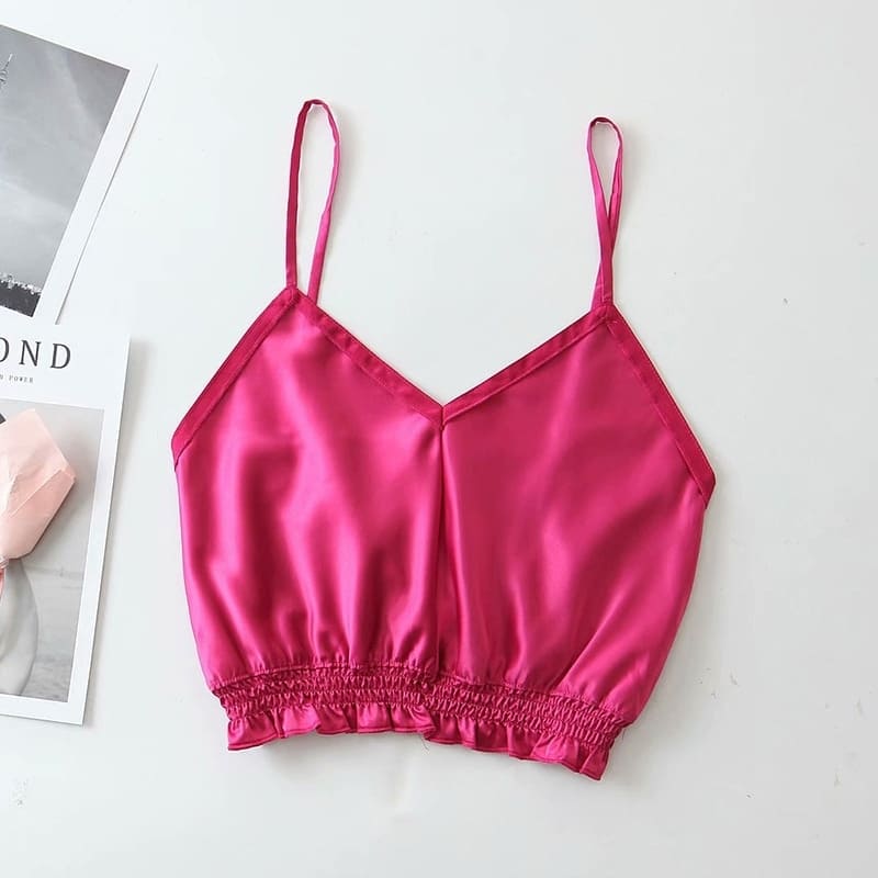Crop Top Satin Rose Basique
