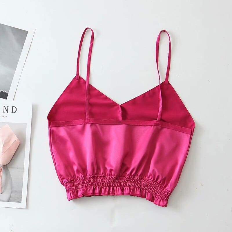 Crop Top Satin Rose Basique – Image 2