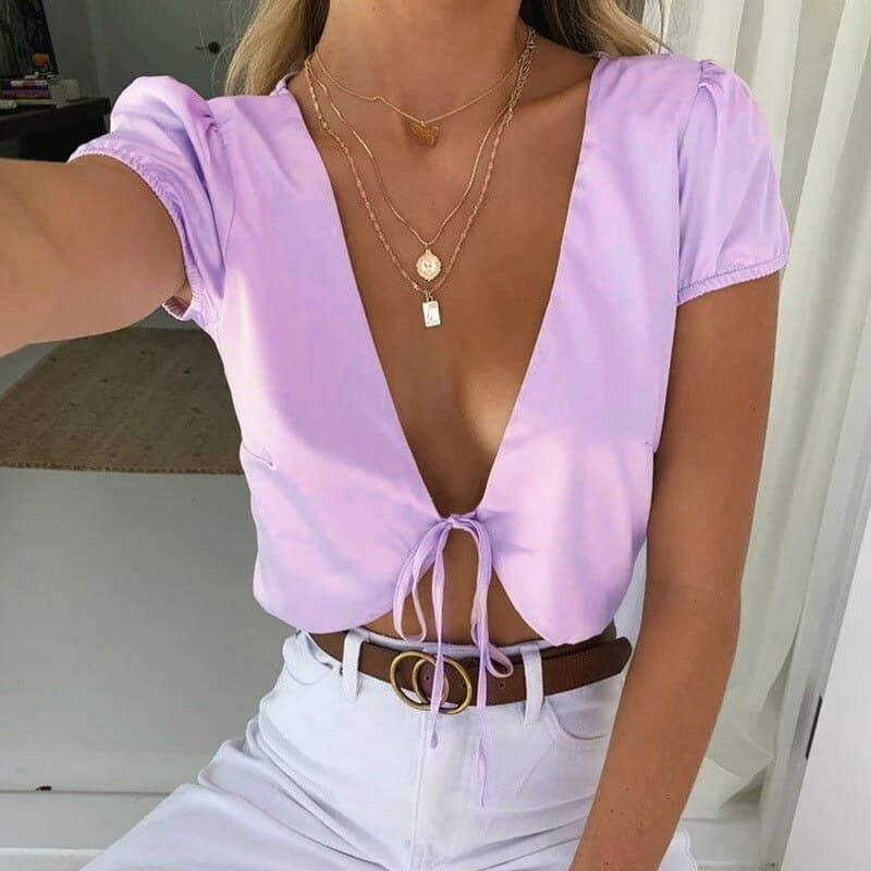 Crop Top Satin Lilas – Image 2