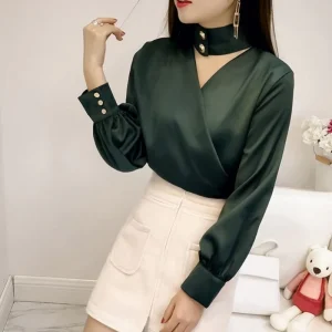 Blouse Satin Vert