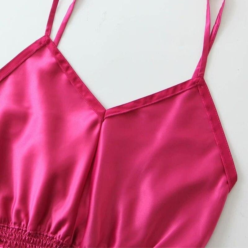 Crop Top Satin Rose Basique – Image 3