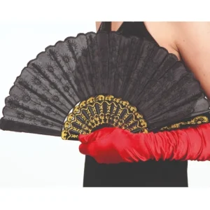 Éventail Noir Brodé