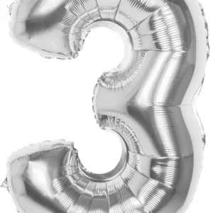 Ballon Chiffre 3 Argent 86cm