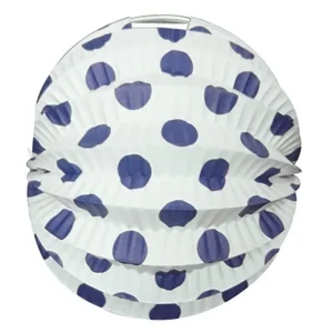 Pack de 12 Lanternes de Fête Blanches à pois Bleus