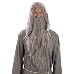 Perruque et barbe Grises de Magicien
