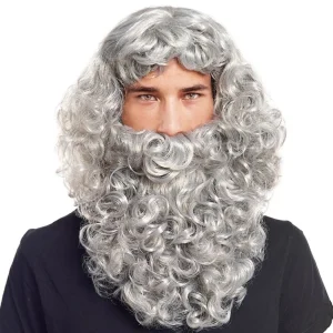 Perruque et Barbe de Roi Mage Gris