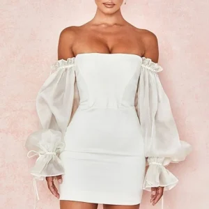 Robe Blanche Bustier Satin - DESTOCKAGE
